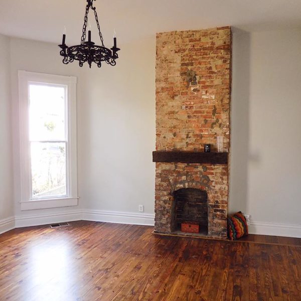 historic brick fireplace