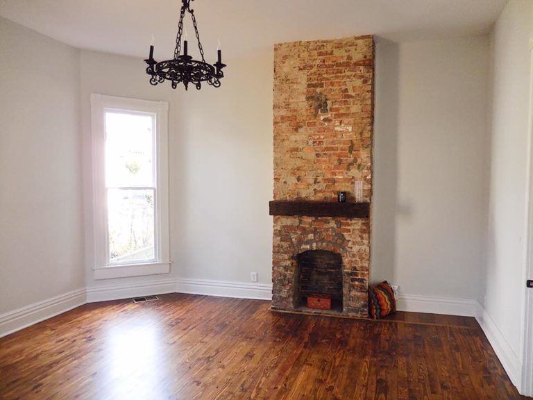 historic brick fireplace