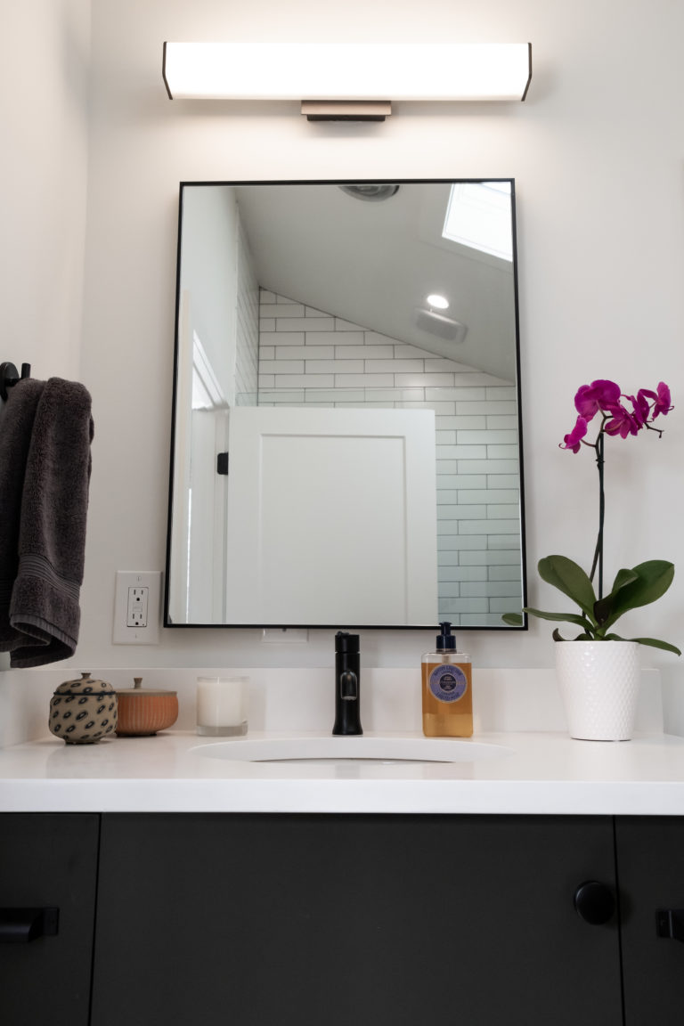 simple black and white bathroom renovation