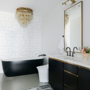 A full view of a modern bathroom remodel.