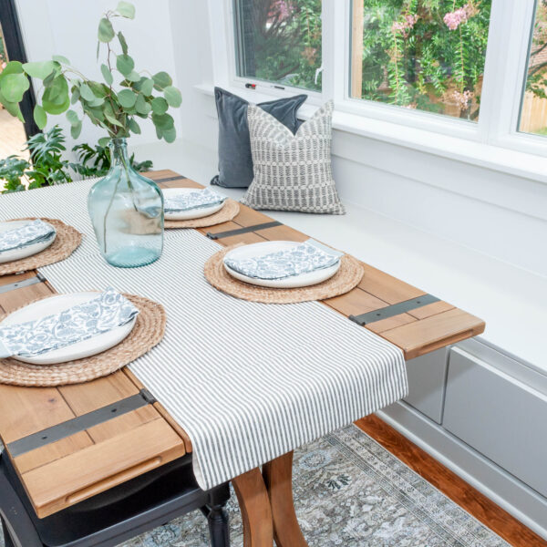 clean kitchen with plant on table